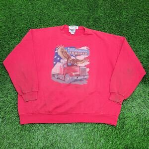 Vintage 90s LEE US-Eagle Truck Sweatshirt 2XL 28x28 Boxy Red